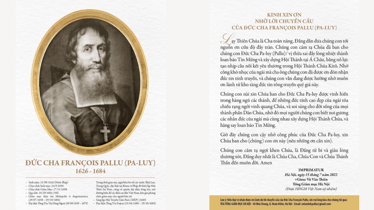 Kinh xin ơn nhờ lời chuyển cầu của Đức cha François Pallu