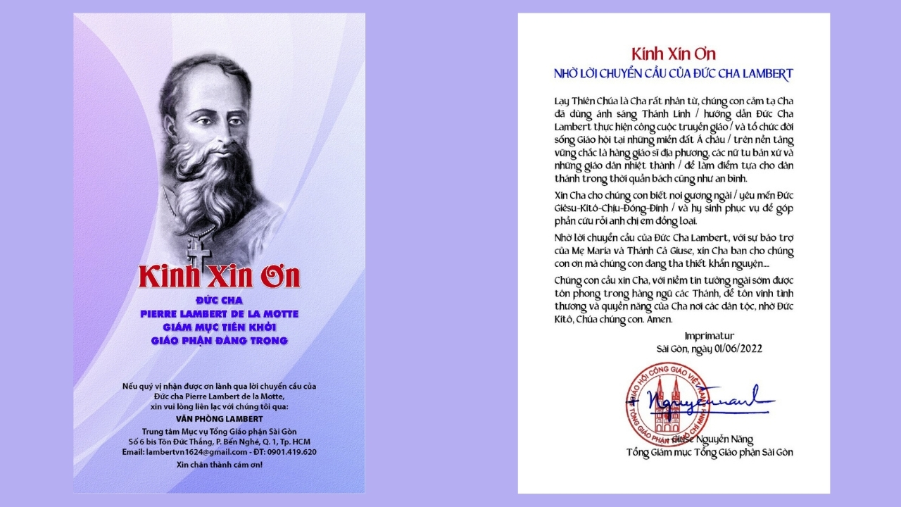 Kinh xin ơn nhờ lời chuyển cầu của Đức cha Lambert