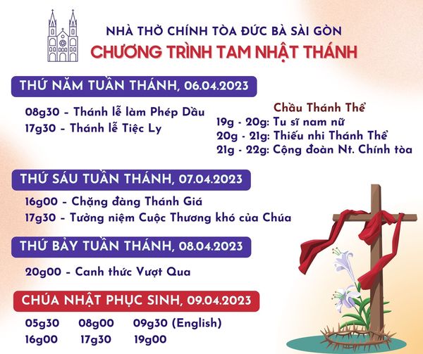 Nhà thờ Đức Bà: Chương trình Tam Nhật Thánh 2023