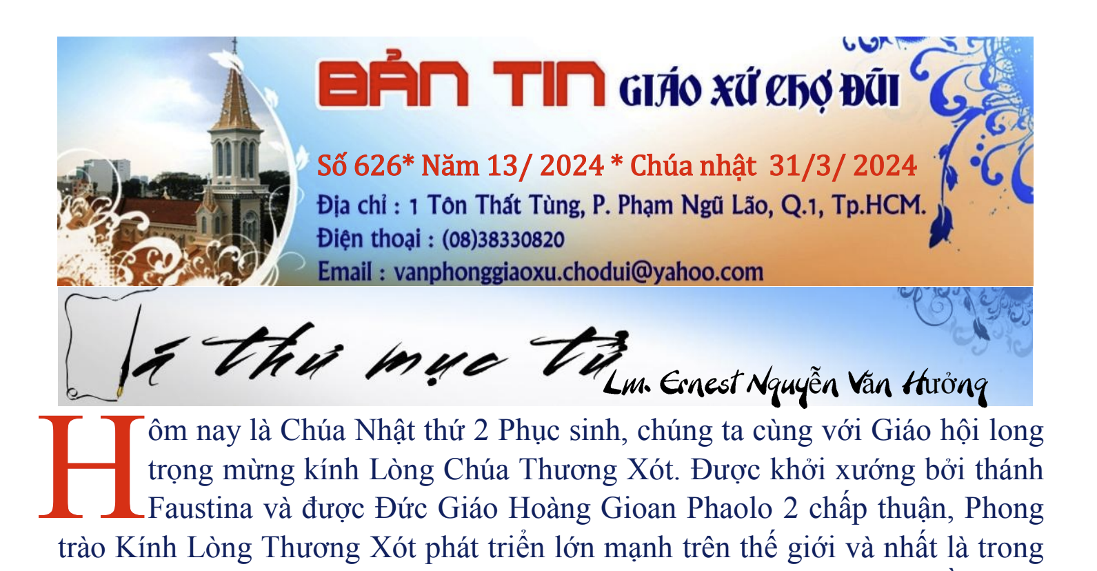 Bản Tin 627 Giáo Xứ Chợ Đũi