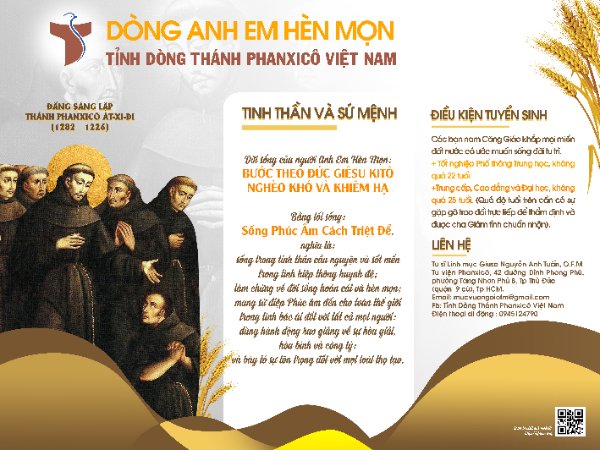 Dòng Anh Em Hèn Mọn: Thông báo tuyển sinh Ơn gọi đợt 2 - 2022