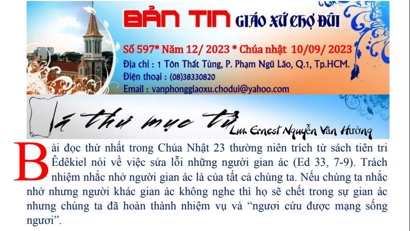 Bản Tin 597 Giáo Xứ Chợ Đũi
