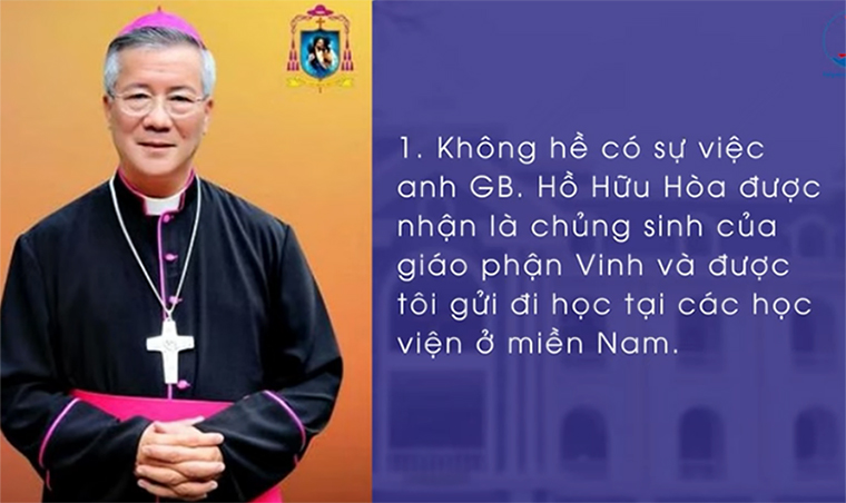 Tòa giám mục giáo phận Vinh minh định về sự việc liên quan đến anh GB. Hồ Hữu Hòa