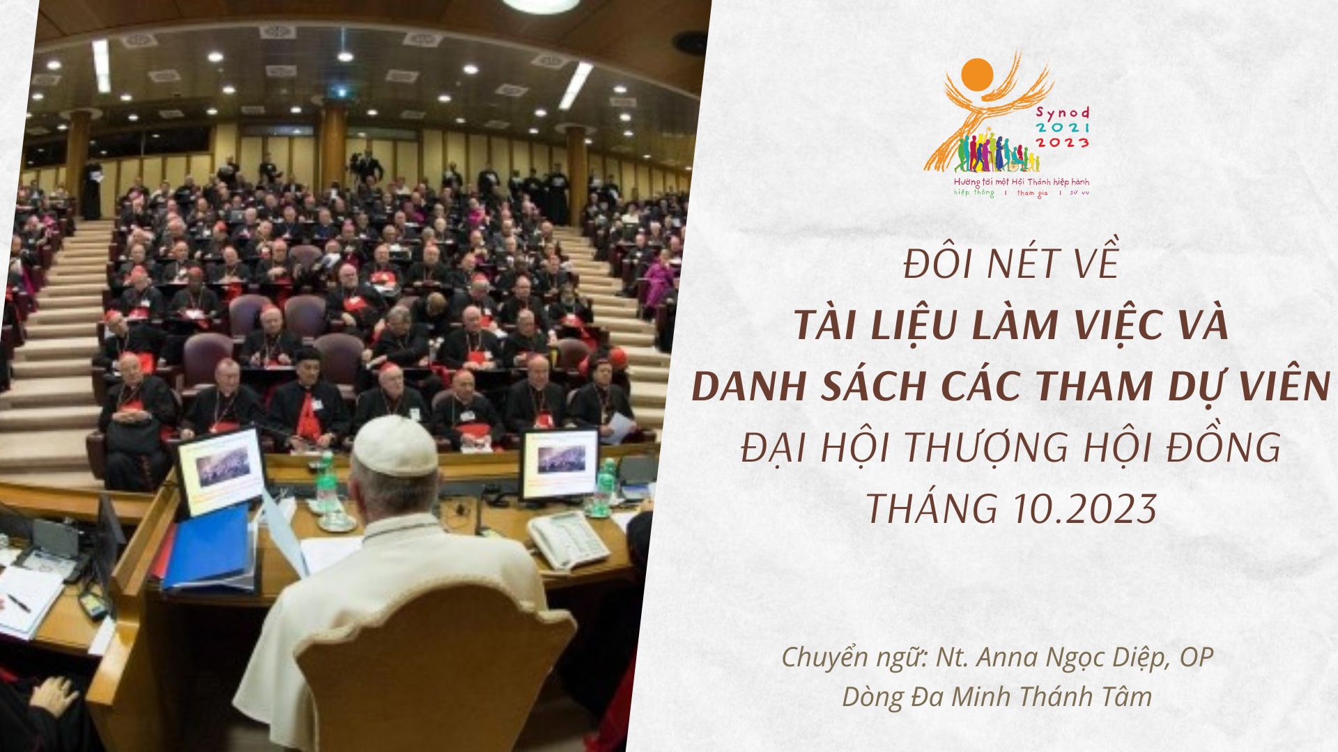 Đôi nét về Tài liệu làm việc và Danh sách các tham dự viên Đại hội Thượng Hội đồng tháng 10.2023
