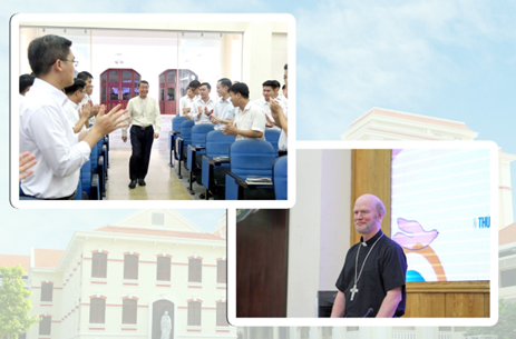 ĐCV Thánh Giuse SG: ĐGM Phêrô Nguyễn Văn Khảm huấn đức Chủng Sinh và ĐGM Claude Lamoureux  thăm Chủng viện
