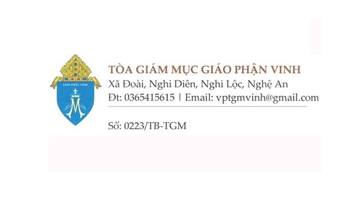 Tòa Giám mục Giáo phận Vinh thông báo gửi các linh mục trong Giáo phận ngày 15-02-2023