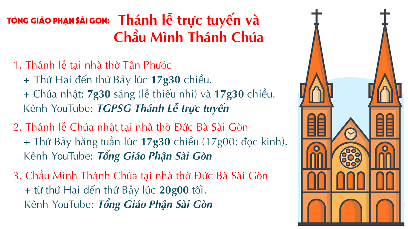 Tổng Giáo phận Sài Gòn: chương trình trực tuyến từ ngày 25-5-2020 đến ngày 31-5-2020