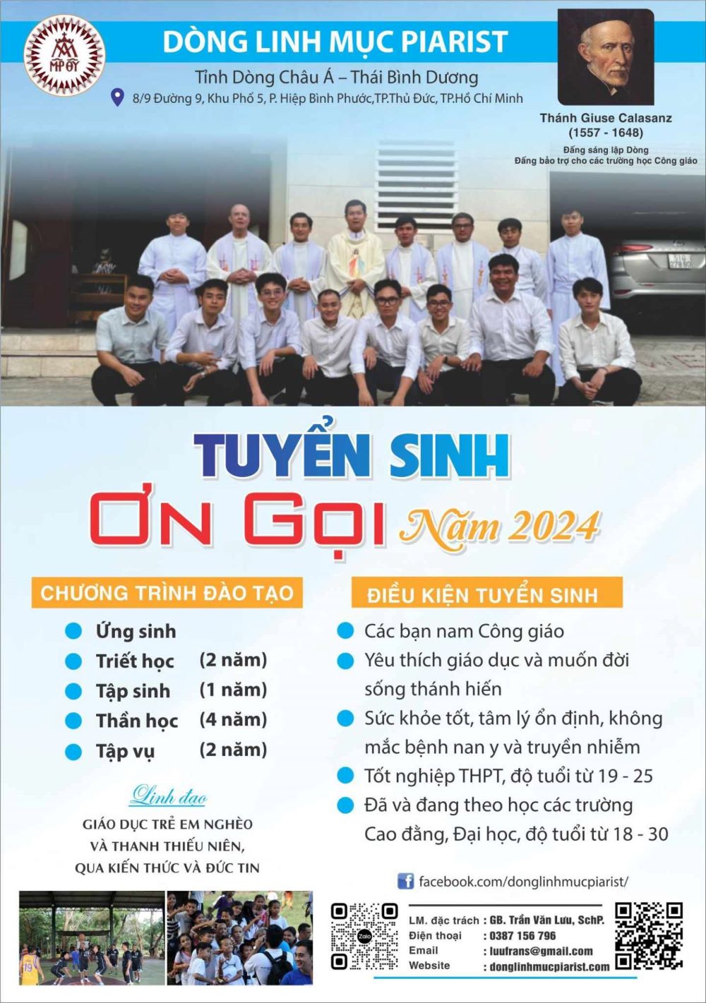 Dòng LM Piarist: Tuyển sinh ơn gọi năm 2024