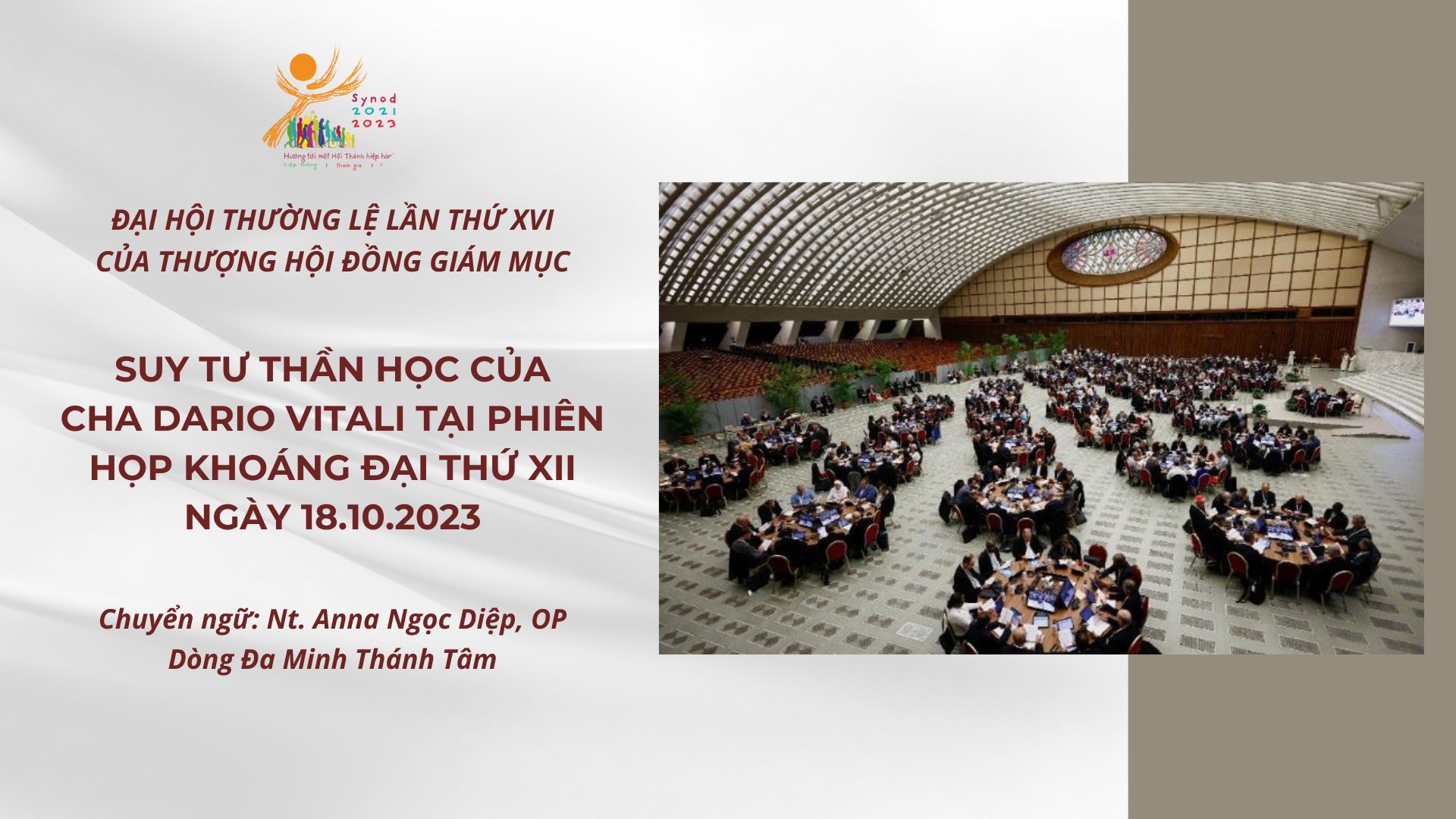 Thượng Hội đồng: Suy tư thần học của cha Dario Vitali tại Phiên họp khoáng đại thứ XII