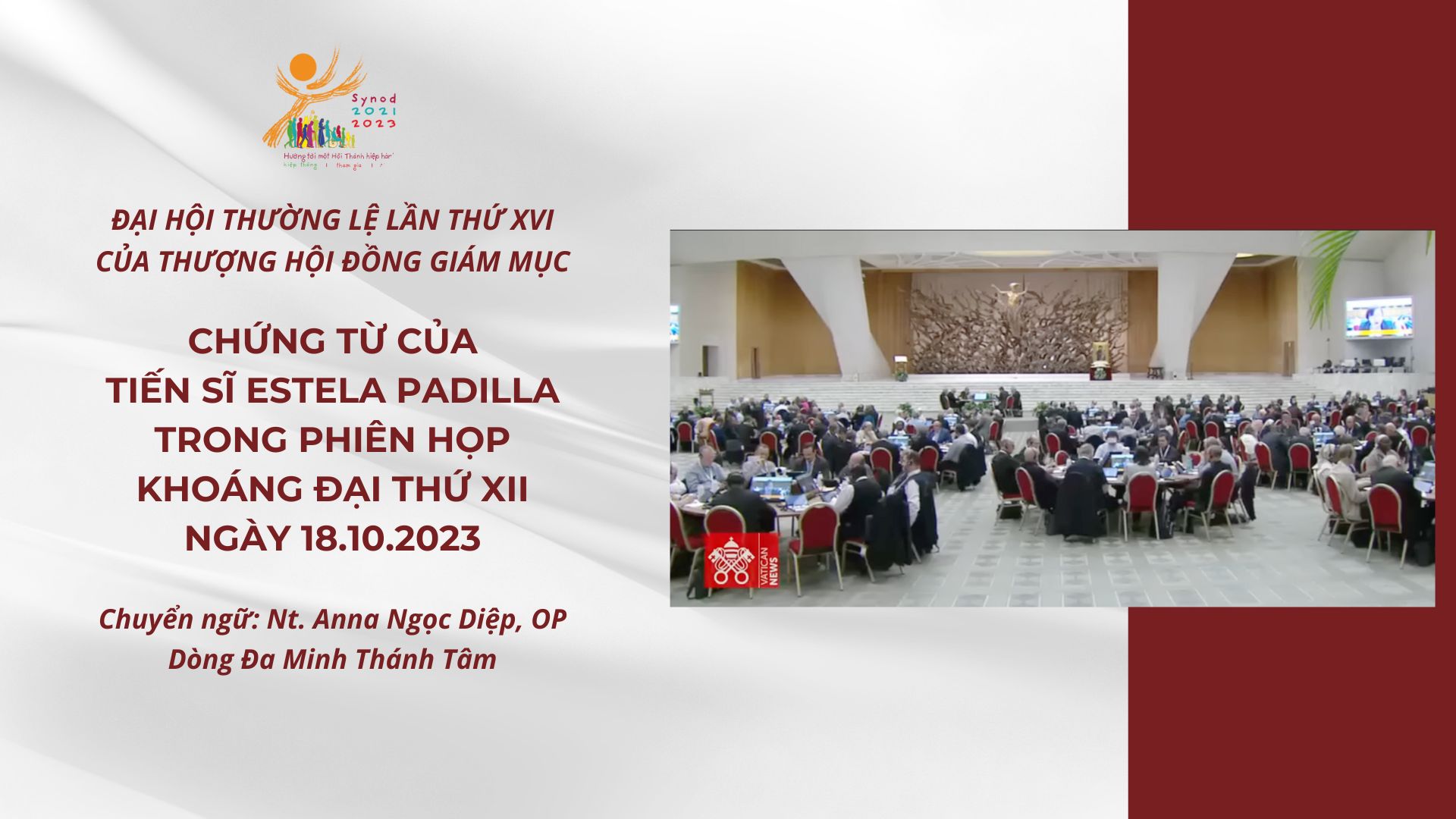 Thượng Hội đồng: Chứng từ của Tiến sĩ Estela Padilla trong phiên họp khoáng đại thứ XII