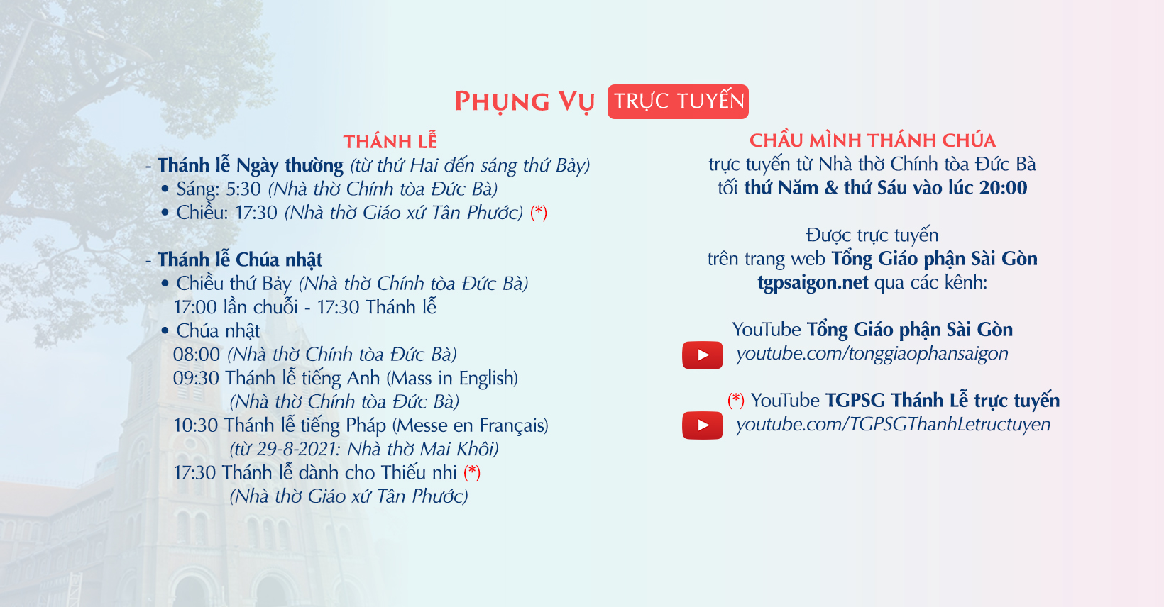 Tổng Giáo phận Sài Gòn: Phụng vụ trực tuyến Chúa nhật 1 mùa Vọng năm C (2021)