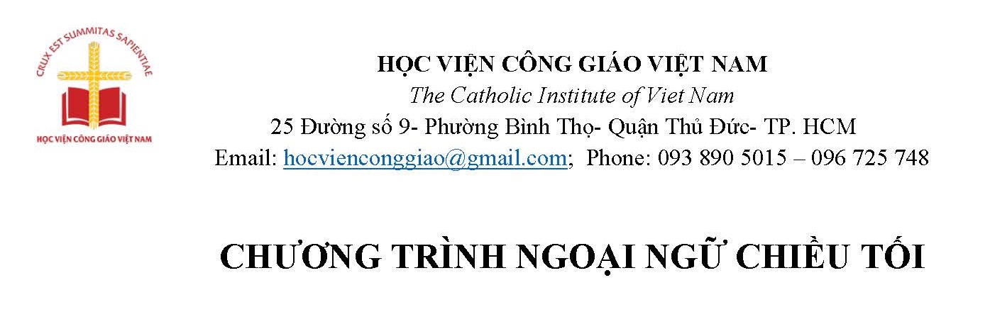 Học viện Công giáo Việt Nam: Chương trình ngoại ngữ chiều tối
