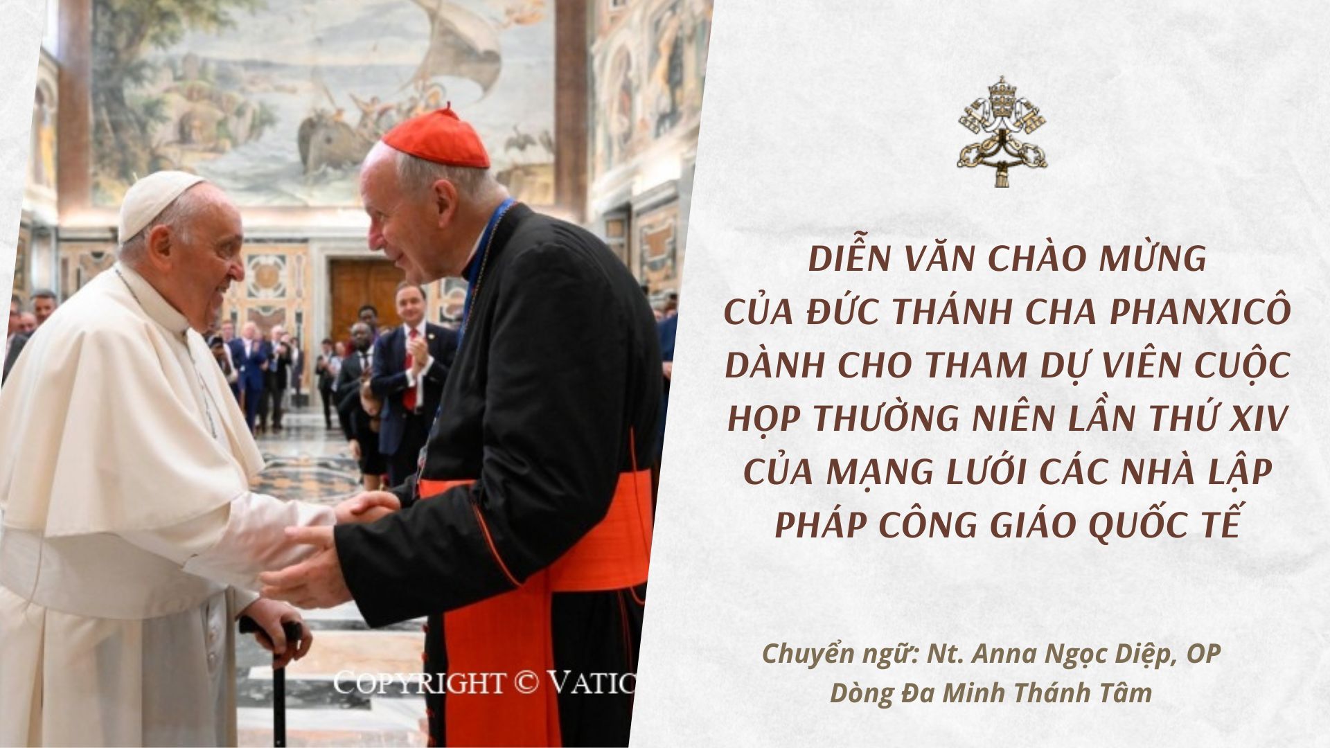 Diễn văn Đức Thánh Cha Phanxicô dành cho Cuộc họp Thường niên lần thứ XIV của Mạng lưới các nhà Lập pháp Công giáo quốc tế
