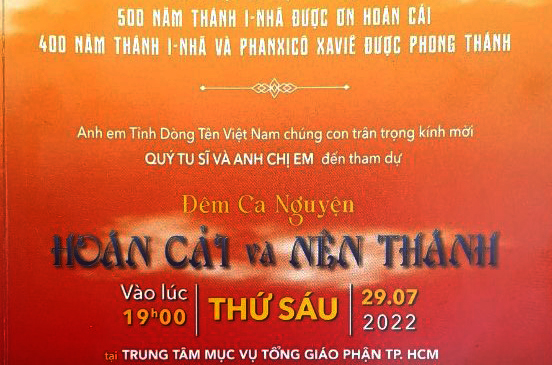Đêm ca nguyện Hoán cải và Nên thánh ngày 29-7-2022