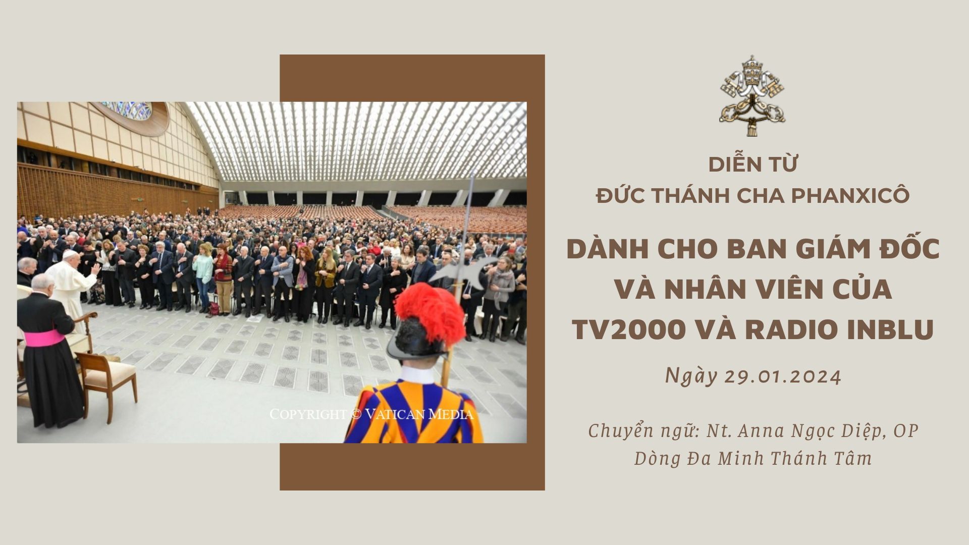 Diễn từ Đức Thánh Cha dành cho Ban Giám đốc và nhân viên của Kênh truyền thông Công giáo Ý