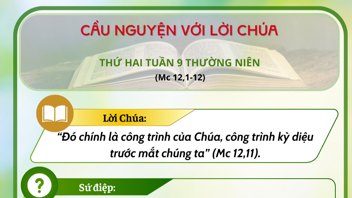 Cầu nguyện với Lời Chúa: Thứ Hai Tuần 9 Thường Niên