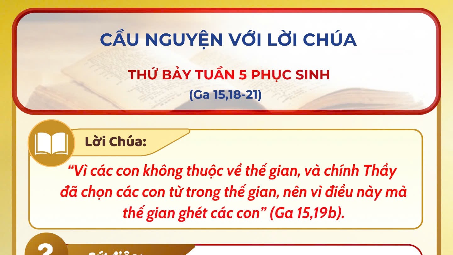 Cầu nguyện với Lời Chúa: thứ Bảy tuần 5 Phục Sinh năm A