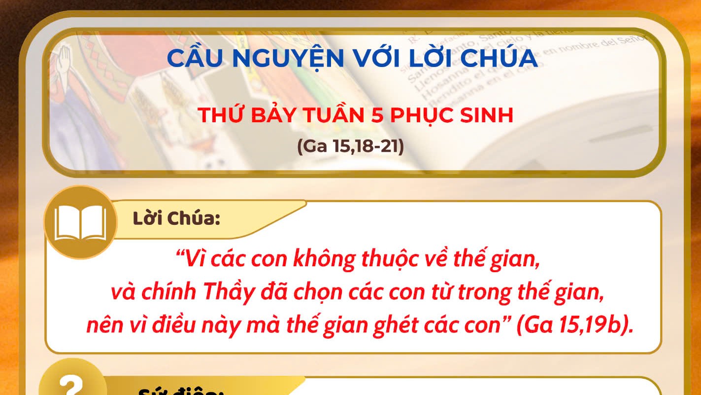 Cầu nguyện với Lời Chúa: thứ Bảy tuần 5 Phục Sinh năm C