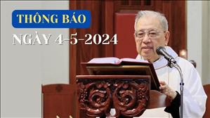 Nhà thờ Chính Tòa Sài Gòn: Thông báo ngày 4-5-2024