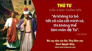 TGP Sài Gòn: Suy niệm Tin mừng ngày 04-11-2020: thứ Tư tuần 31 mùa Thường niên - ĐTGM Giuse Nguyễn Năng