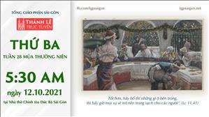 TGP Sài Gòn trực tuyến 12-10-2021: Thứ Ba tuần 28 TN lúc 5:30 tại Nhà thờ Chính tòa Đức Bà