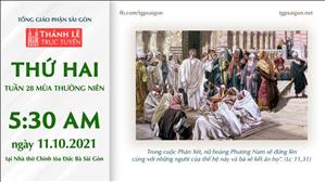 TGP Sài Gòn trực tuyến 11-10-2021: Thứ Hai tuần 28 TN lúc 5:30 tại Nhà thờ Chính tòa Đức Bà