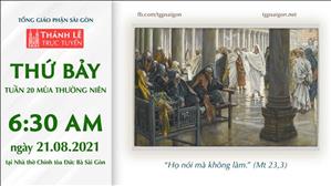 TGP Sài Gòn trực tuyến 21-8-2021: Thứ Bảy tuần 20 TN lúc 6:30 tại Nhà thờ Chính tòa Đức Bà