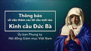 Thông báo về việc thêm các lời cầu mới vào Kinh cầu Đức Bà