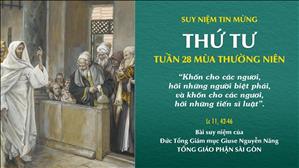 TGP Sài Gòn - Suy niệm Tin mừng: Thứ Tư tuần 28 mùa Thường niên (Lc 11, 42-46)