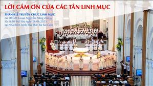 Lời cám ơn của các tân linh mục trong thánh lễ Truyền chức linh mục ngày 16-6-2023