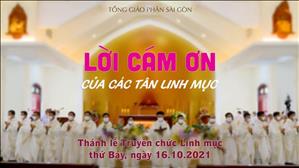 Lời cám ơn của các tân Linh mục trong thánh lễ Truyền chức Linh mục ngày 16-10-2021