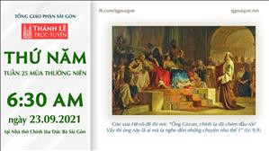 TGP Sài Gòn trực tuyến 23-9-2021: Thứ Năm tuần 25 TN lúc 6:30 tại Nhà thờ Chính tòa Đức Bà