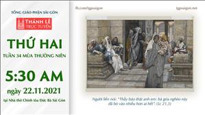 TGP Sài Gòn trực tuyến 22-11-2021: Thứ Hai tuần 34 TN lúc 5:30 tại Nhà thờ Chính tòa Đức Bà