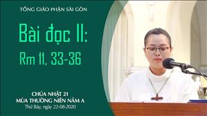 CN 21 Thường niên A - Bài đọc II: Rm 11, 33-36