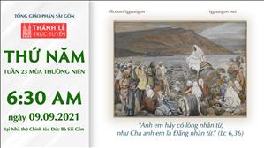TGP Sài Gòn trực tuyến 9-9-2021: Thứ Năm tuần 23 TN lúc 6:30 tại Nhà thờ Chính tòa Đức Bà