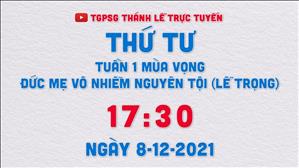 TGPSG Thánh Lễ trực tuyến 8-12-2021: Đức Mẹ Vô Nhiễm Nguyên Tội lúc 17:30 (lễ trọng)