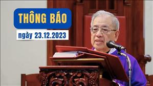 Nhà thờ Chính Tòa Đức Bà: Thông báo ngày 23-12-2023