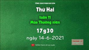 TGPSG Thánh Lễ trực tuyến 14-6-2021: Thứ Hai tuần 11 TN lúc 17:30