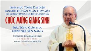 Lm TĐD Ignatio Hồ Văn Xuân thay mặt cộng đoàn chúc mừng Giáng sinh đến Đức TGM Giuse Nguyễn Năng