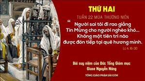 Suy niệm Tin mừng: Thứ Hai tuần 22 mùa Thường niên (Lc 4, 16-30) - ĐTGM Giuse Nguyễn Năng