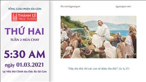 TGP Sài Gòn - Thánh lễ trực tuyến 1-3-2021: Thứ Hai tuần 2 MC lúc 5:30 tại Nhà thờ Chính tòa Đức Bà